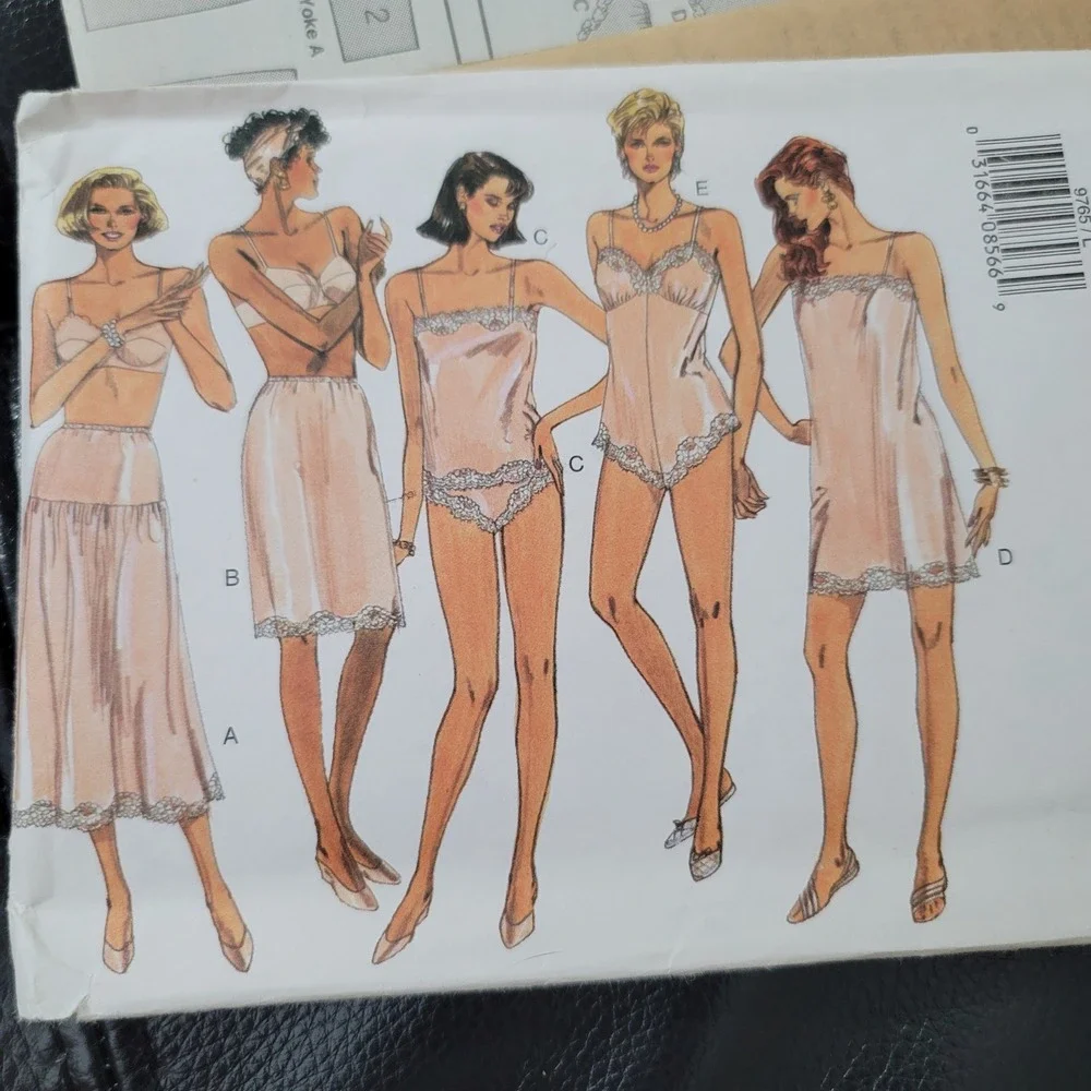 Vogue 9765 Lingerie Sewing Pattern Slip Teddy Camisole Panties Size L XL Uncut